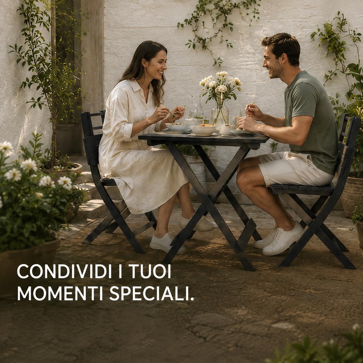 Tavolo da Giardino in Plastica Pieghevole Antracite 80x72xh70 cm Maury