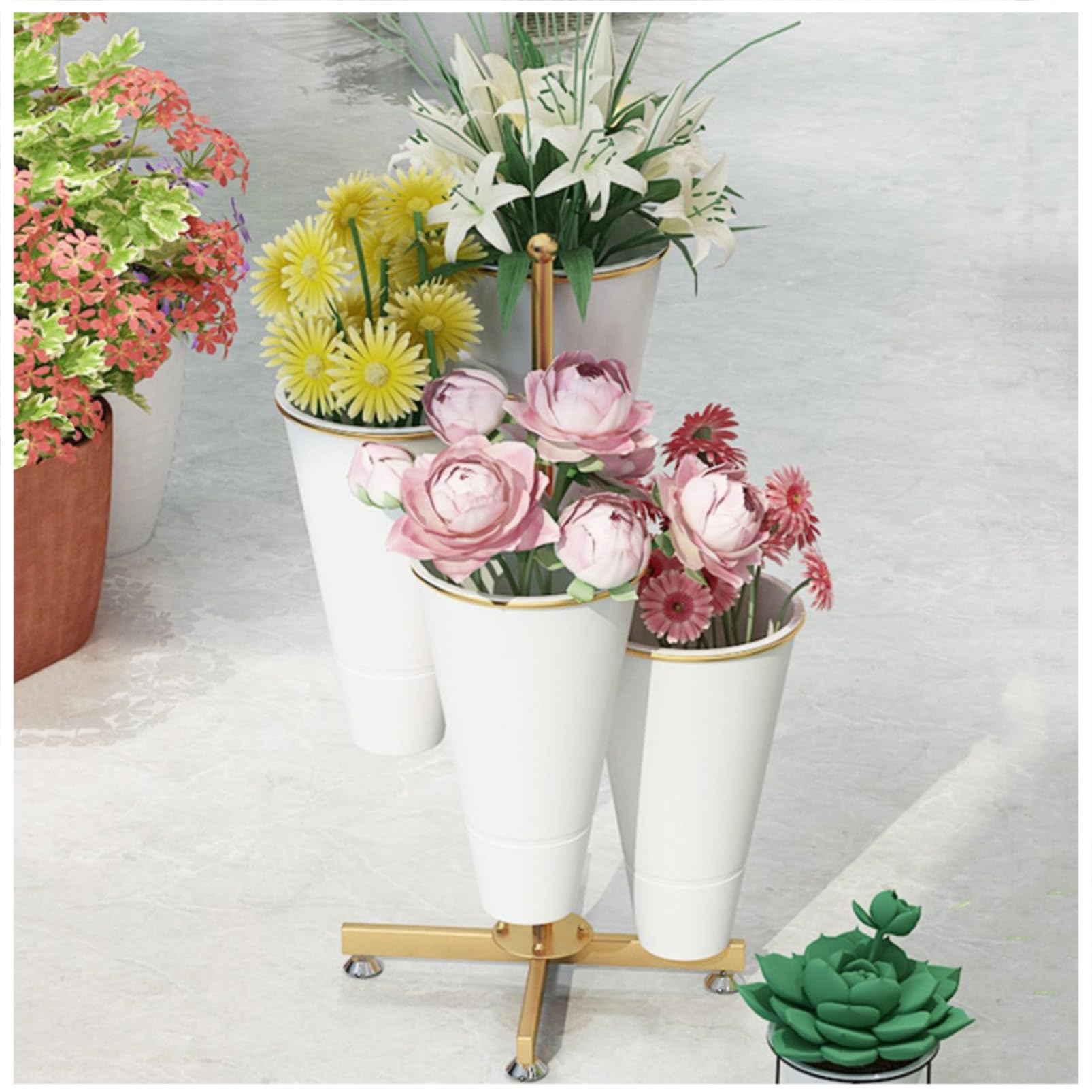 Présentoir de fleurs haut de gamme en fer forgé pour décors de mariages