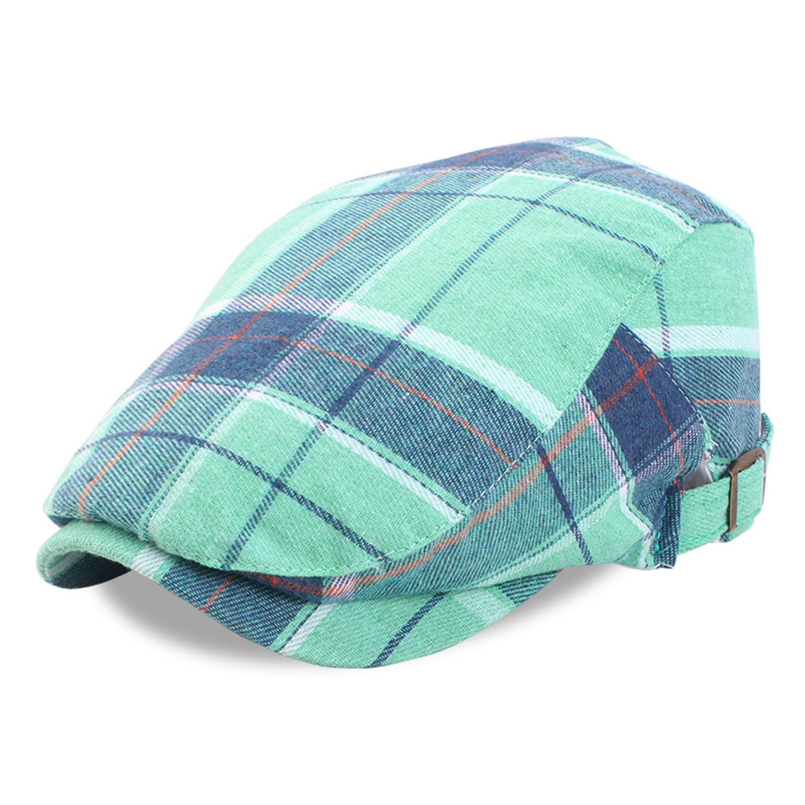 MICFENY Elegant Plaided Cotton Berets Hat Breathable Cap Lightweight For Daily Wear And Travel Outdoor Activities
