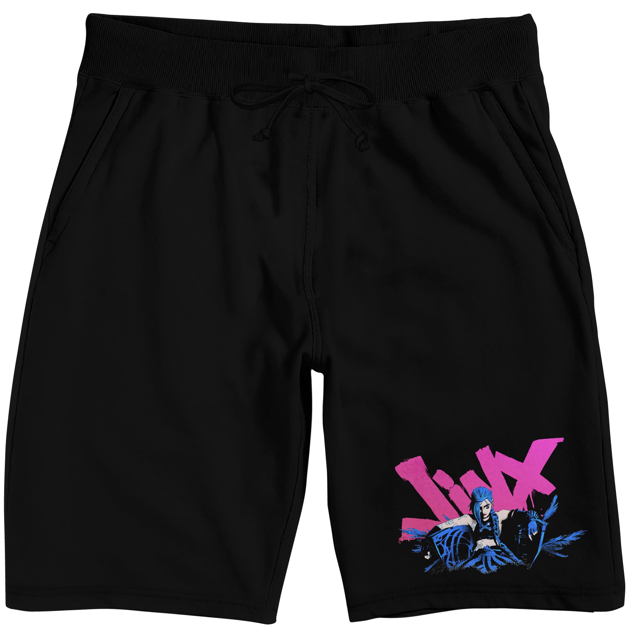 League Of Legends Arcane Jinx Name Text Adult Black Sleep Pajama Shorts