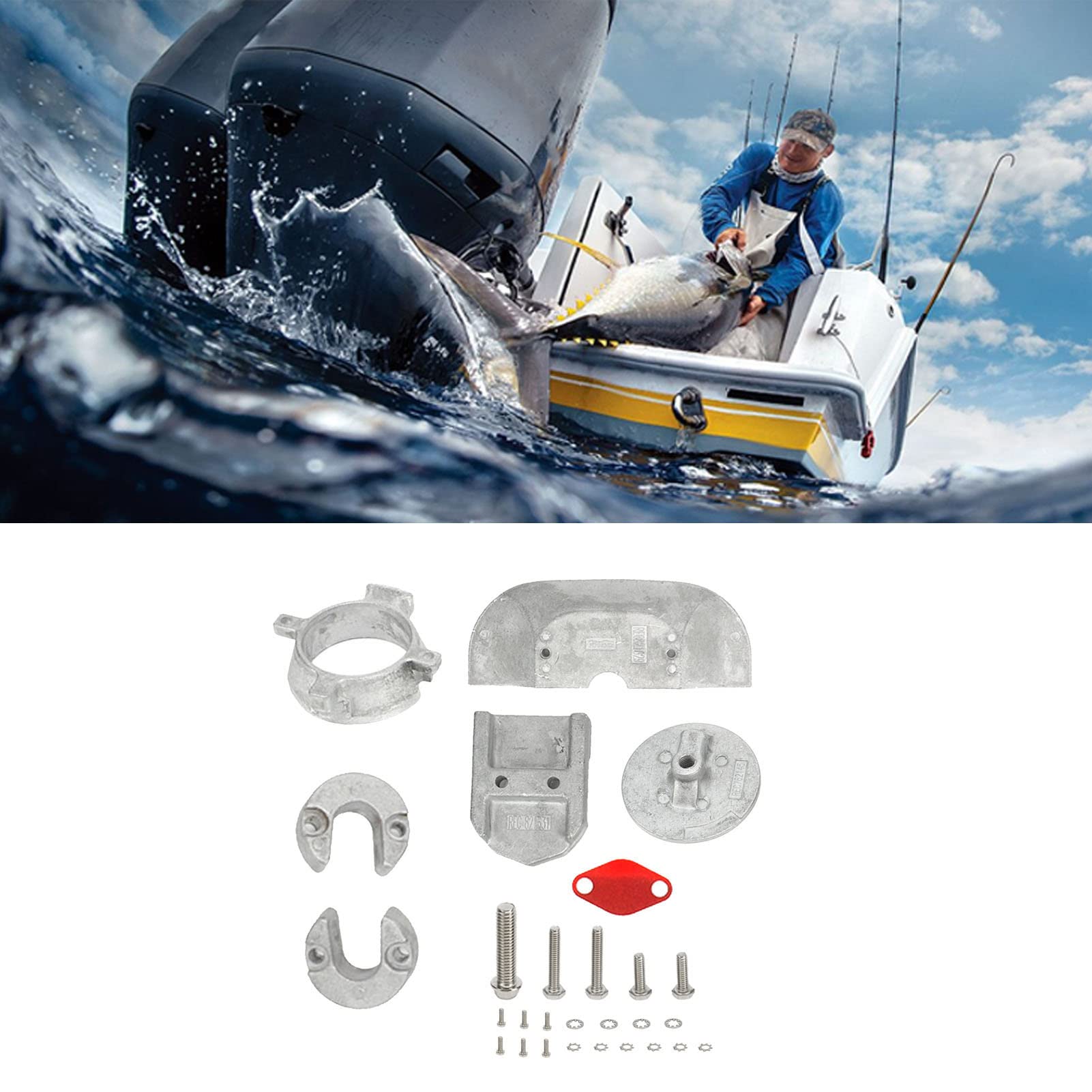 Qqmora Aluminium-Anoden-Kit 888756Q01 Hochfester, Rostfreier Marine-Anodenschutz für Mercruiser Alpha 1 Generation 2 Z-Antriebe von 1991 Bis Heute
