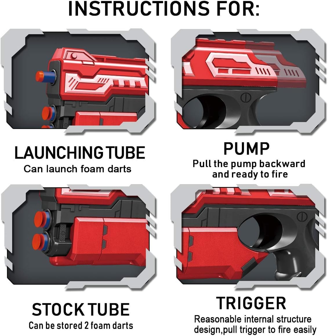 POKONBOY 2 Pack Blaster Gun with 40 Pack Refill Foam Bullet Darts and 2 Target..