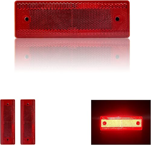 Reflector de 5.906 x 1.969 in (5.906 x 1.969 in), rectángulo, impermeable, para buzón de entrada, remolque (modelo B2 unidades, rojo)