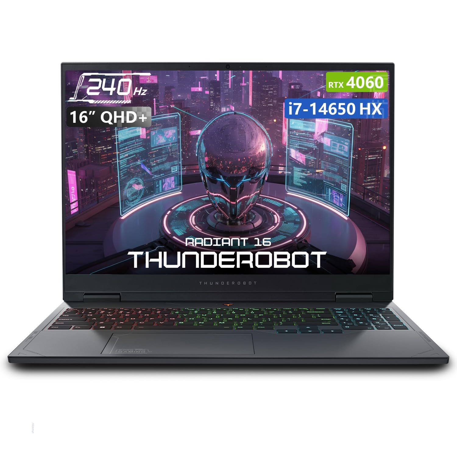 Thunderobot Radiant 16 4060 2.5K Gaming Laptop, 16" WQXGA 240Hz Display, 14th Gen i7-14650HX, GeForce RTX 4060, 16GB DDR5 RAM, 1TB PCIe SSD, RGB Backlit Keyboard, Wi-Fi 6, Win 11, Gray