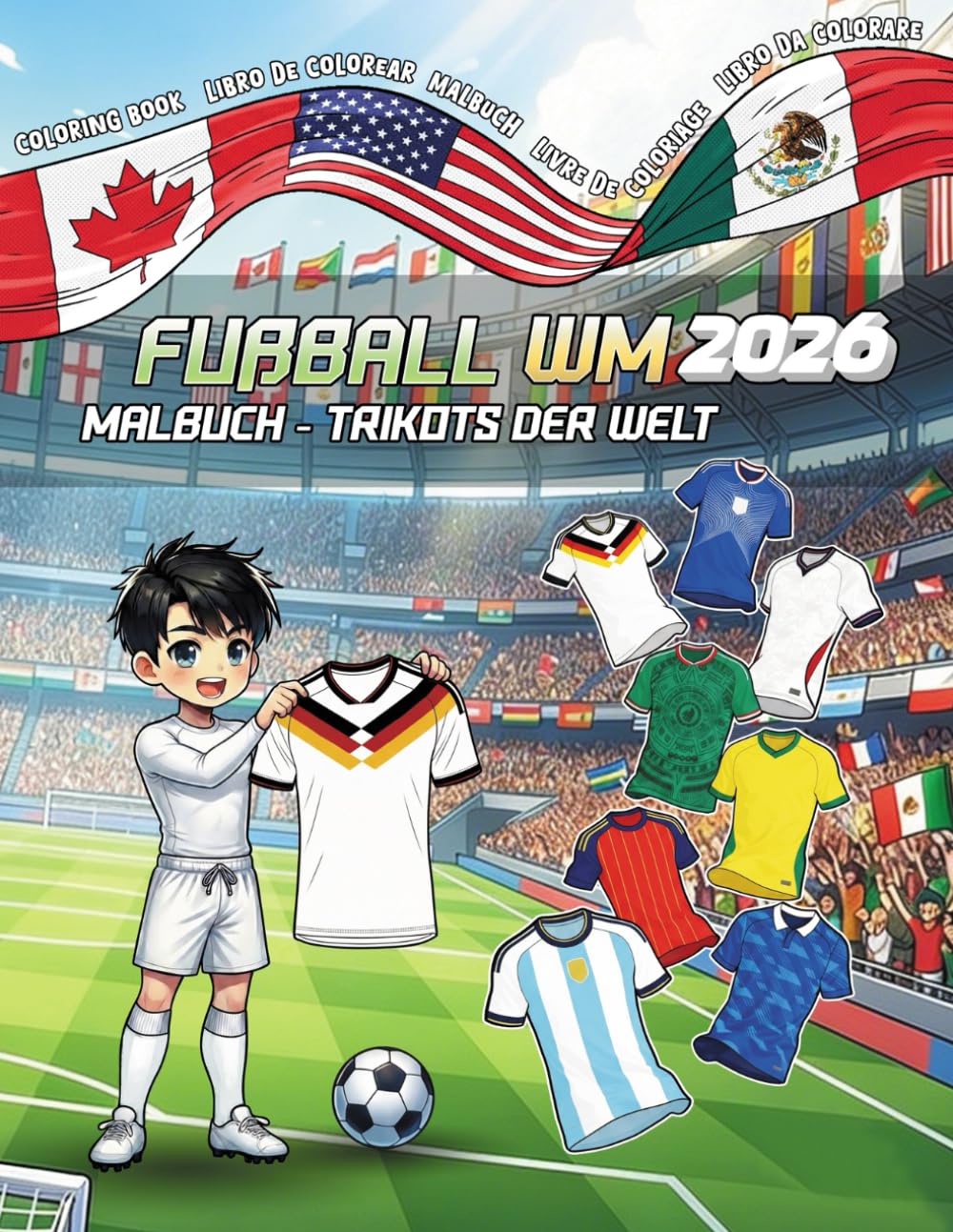 Fußball WM 2026 Malbuch: Trikots der Welt: Geschenk für Jungen und Mädchen ab 6 Jahren – 48 Länder und ihre Sporttrikots zur Fußballweltmeisterschaft 202