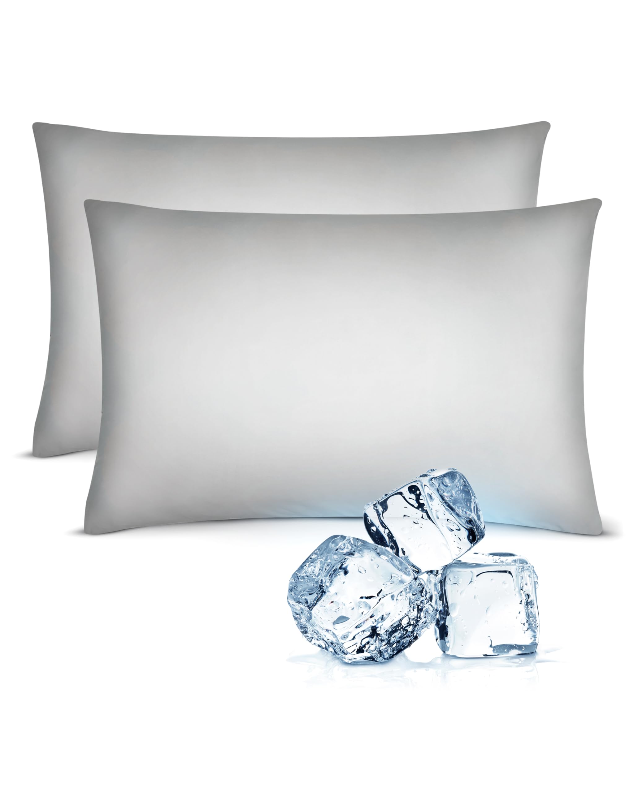 Lavish Comforts® Cooling Pillow Cases for Hot Sleepers – Cool, Ultra-Soft Pillow Cases for Acne & Frizz, Anti Acne Pillow Case, Antimicrobial, Alternative Silk Pillow Cases– Queen Gray Set of 2