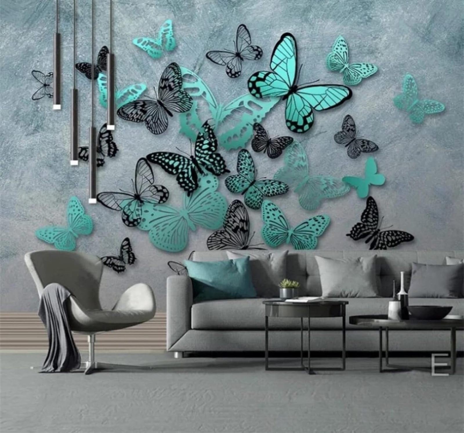 XLMING Minimalist Retro Three Dimensional Fresh Butterflies 3D Wallpaper Luxury Silk Study Dining Feature Sofa Grey Bedroom Living Room Tv Decorative Wall-250cm×170cm
