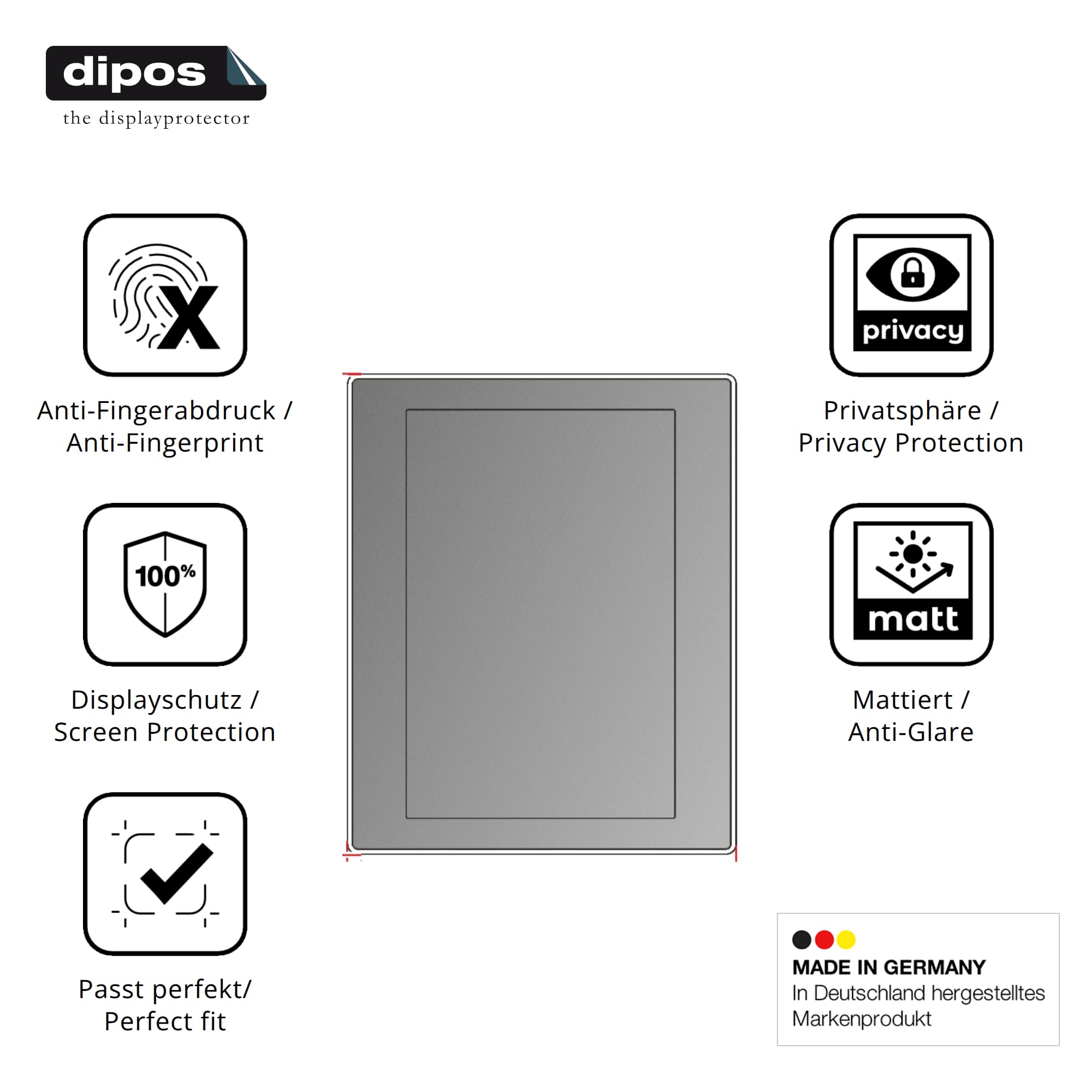 dipos Protector de Pantalla Antiespía para BUCHER automation JetView 1010 | Película protectora mate, filtro de privacidad 4 vías, ajuste perfecto, antiarañazos, sin burbujas, autoadhesivo