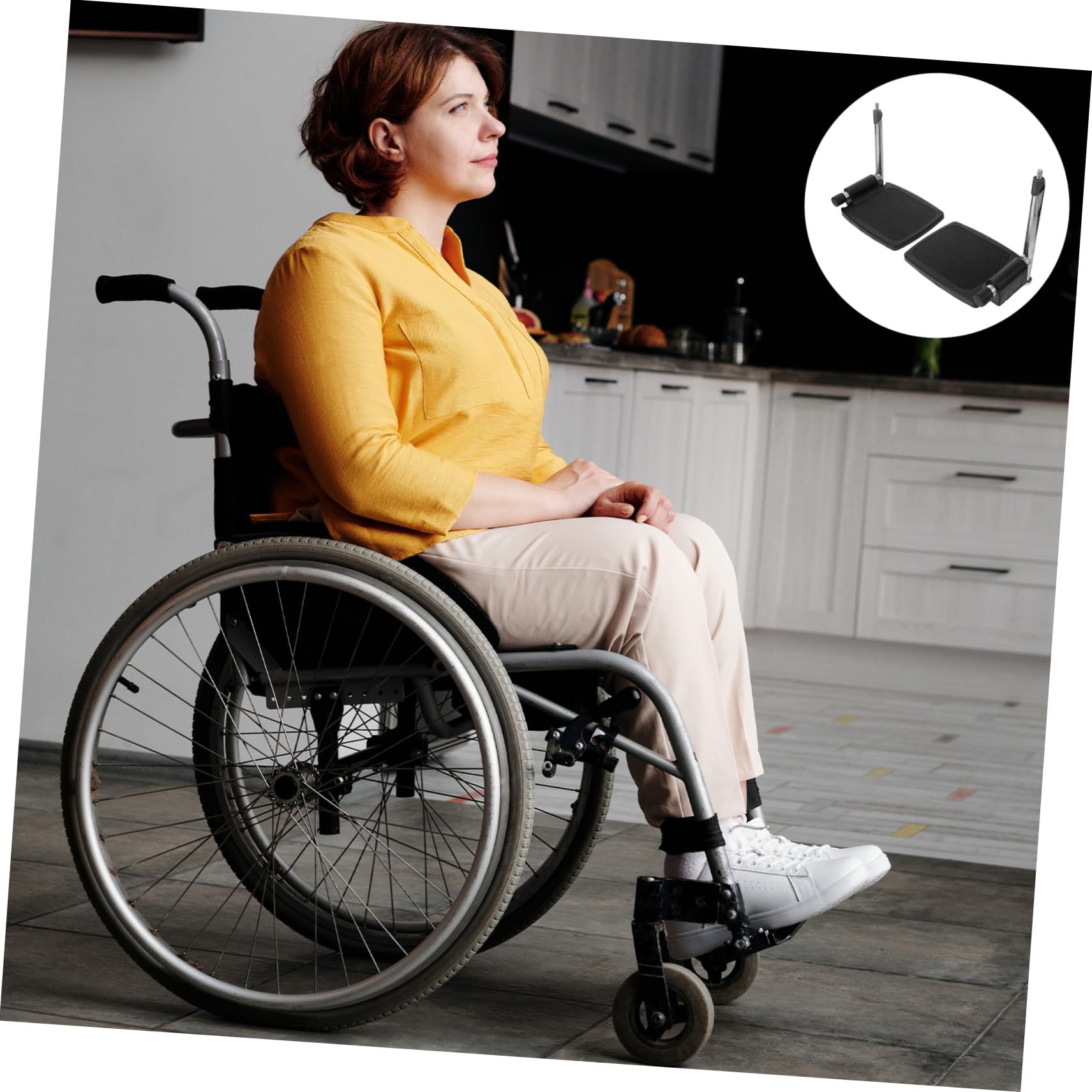 FRCOLOR Reposapiés para Silla de Ruedas de Reemplazo Pedales y Patas Reposapiés de Metal para Uso Diario Interiores de Suministro para Silla de Ruedas