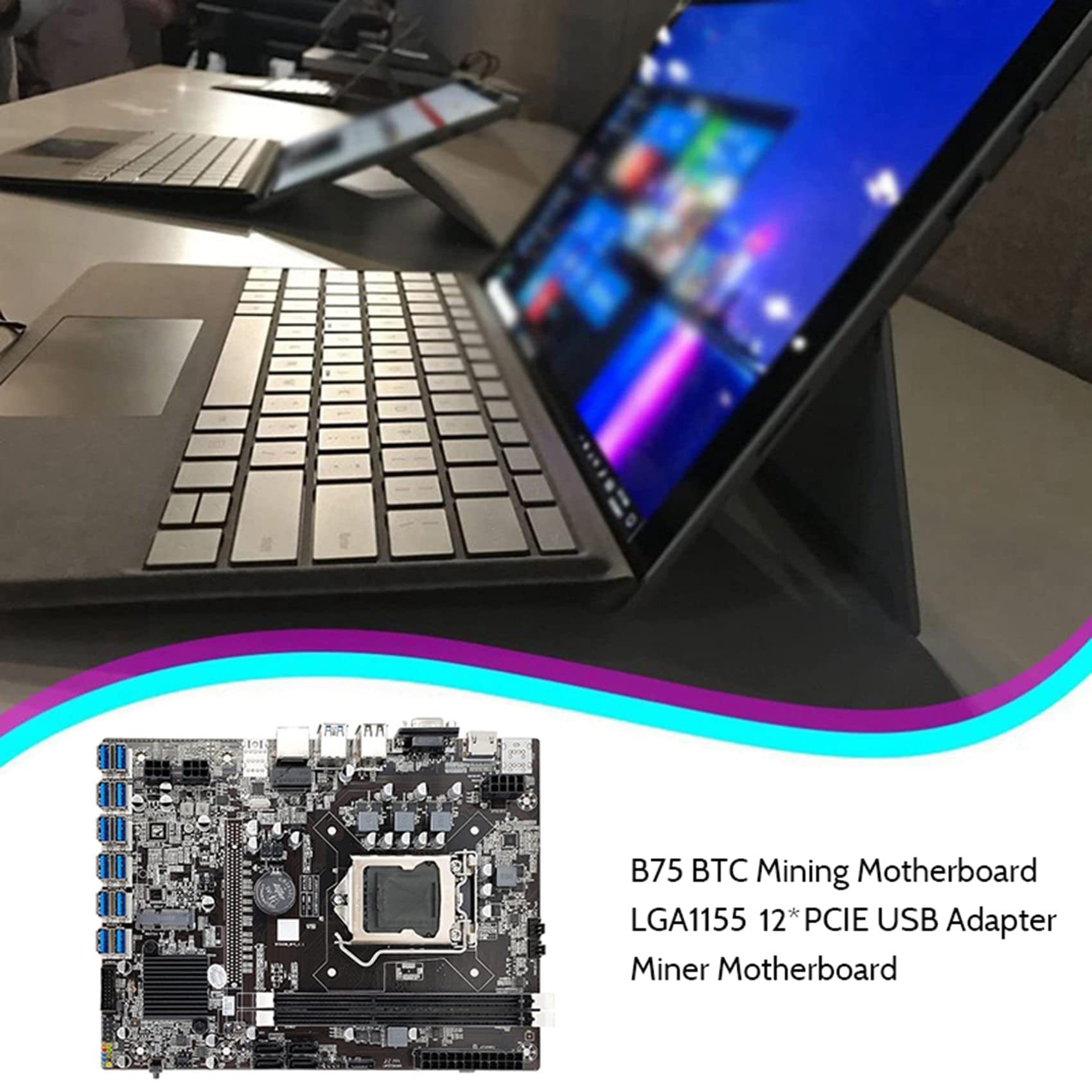 B75 BTC Mining Scheda Madre 12 USB+G1630 CPU+RGB Fan+DDR3 4GB 1600Mhz RAM+128G SSD+ Interruttore+ SATA Scheda Madre