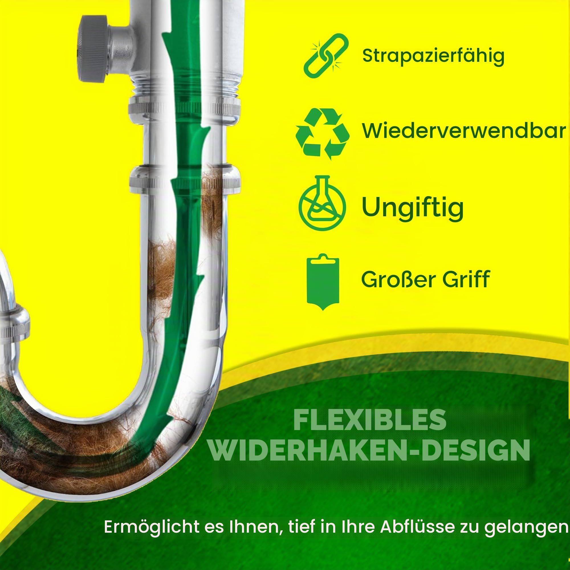 Zip-It Haarverstopfungsentfernung, 63,5 cm, Abflussreiniger (3er-Pack), ungiftig
