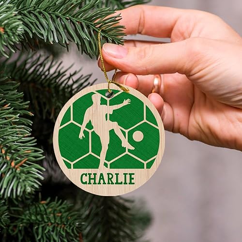 Miniatura 4 de Adorno de Navidad de balón de fútbol, adorno de fútbol personalizado con nombre, adorno de jugador de fútbol personalizado para árbol de Navidad