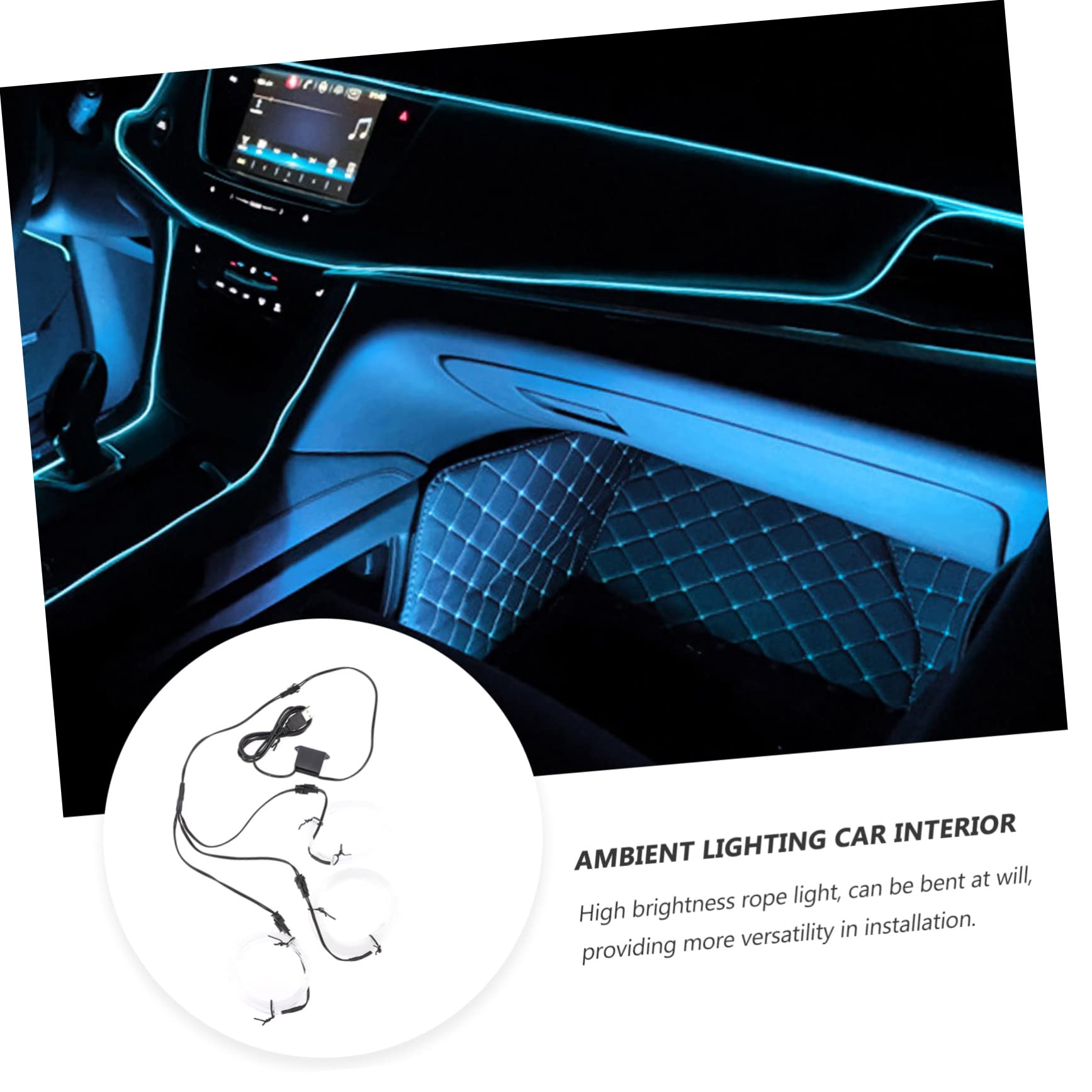 OUNONA 3piezas Luces Led Ambientales para Interior del Coche Iluminación Decorativa USB Instalación Sin Daños Eficiencia Energética Accesorio Automotriz Práctico y Duradero