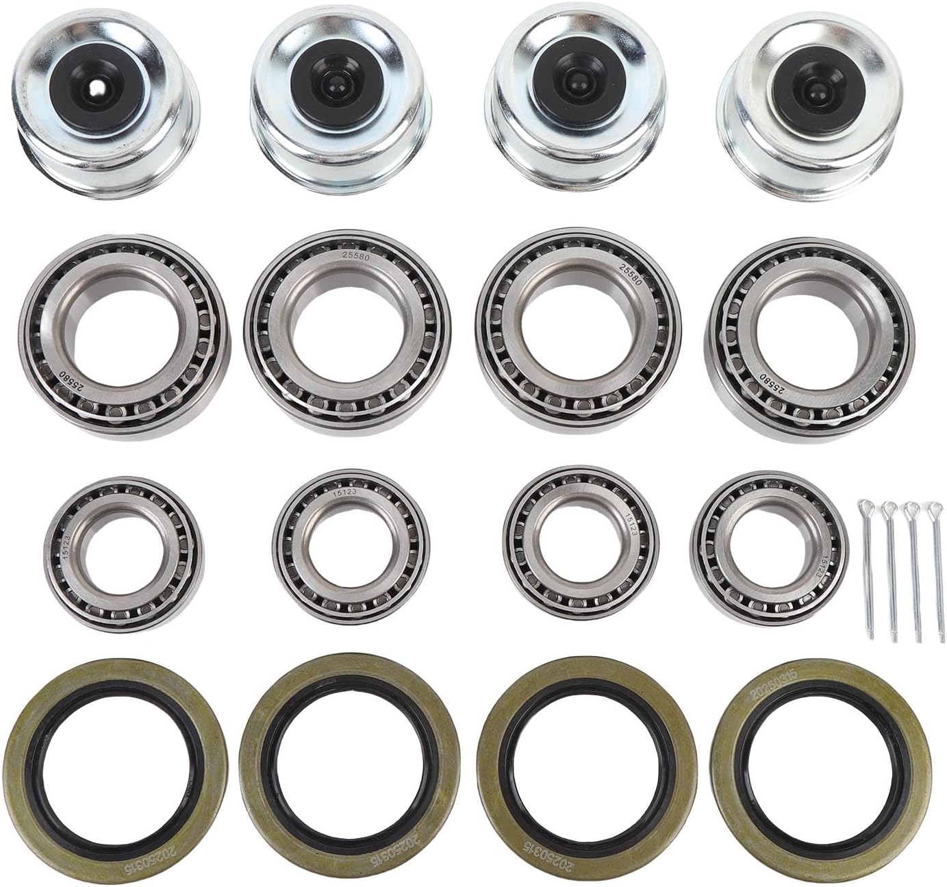 Trailer Wheel Hub Kit Heavy Duty Cr Steel Alloy Bearing and Seal Cotter Pin Kit for 5200 6000lb Axles Marine Trailer Wheel Hub Bearings Replacement