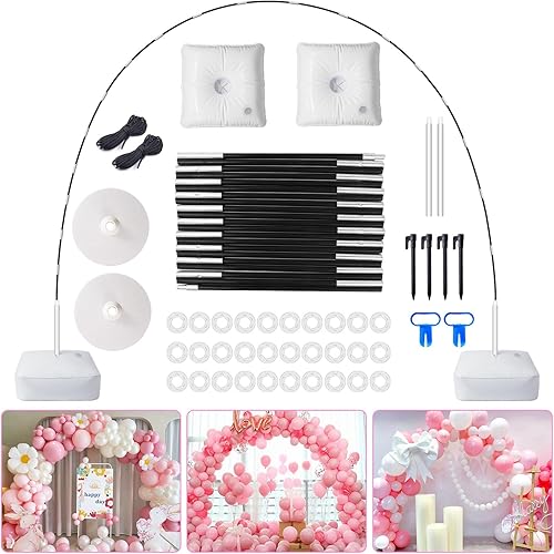 Kit de arco de globos, marco de soporte de arco de globos de 7.4 pies con base para decoración de bodas, baby shower, fiestas de cumpleaños