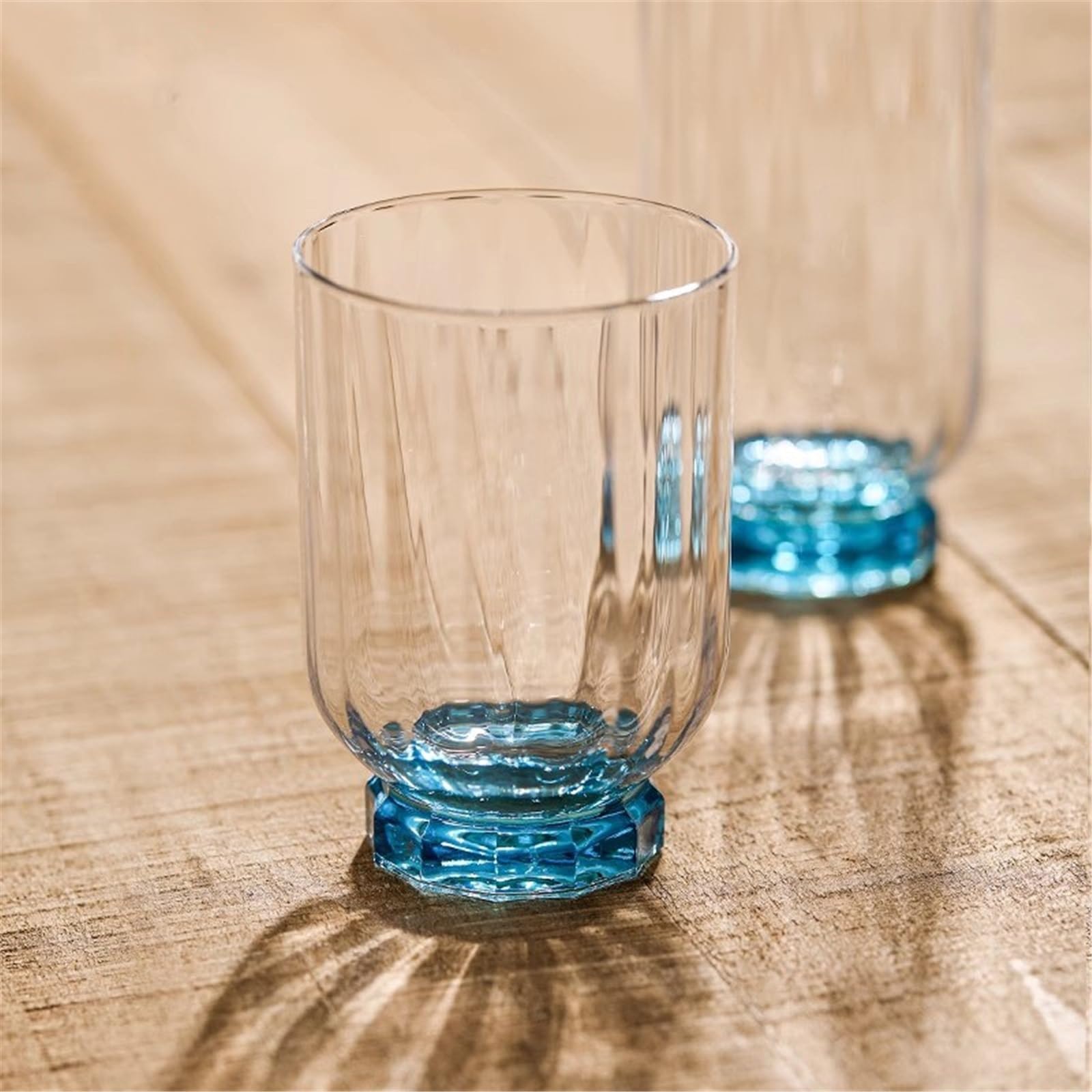 Verres à boire Verre à boire strié bleu, passe au lave-vaisselle Gobelets en verre(Grand)
