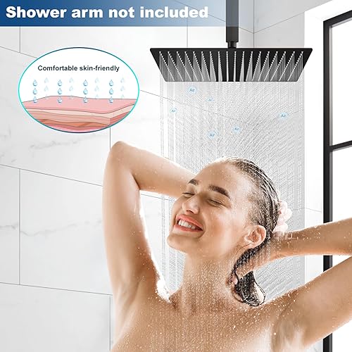 Miniatura 6 de Midanya Cabezal de ducha cuadrado de acero inoxidable, cabezal de ducha de lluvia de alta presión, cobertura a prueba de grietas con boquilla de