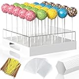 Cake Pop Stand,25 Holes Clear Cake Pops Display Holder,Cake Pop Sticks Kit, Candy Pop Holder,cake pop mold for Party,Wedding,Birthday(White,1-Pack)