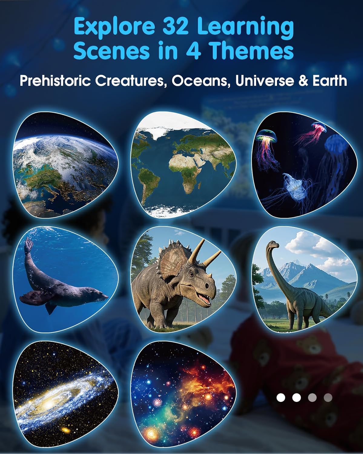 Story Projection Machine with 4 Story Cards, Built-in Audio Player, 9 Sleep Sounds & Gradient Night Light, Gift Toy for Toddlers and Kids (Boys & Girls) Age 3+, Battery or USB Powered