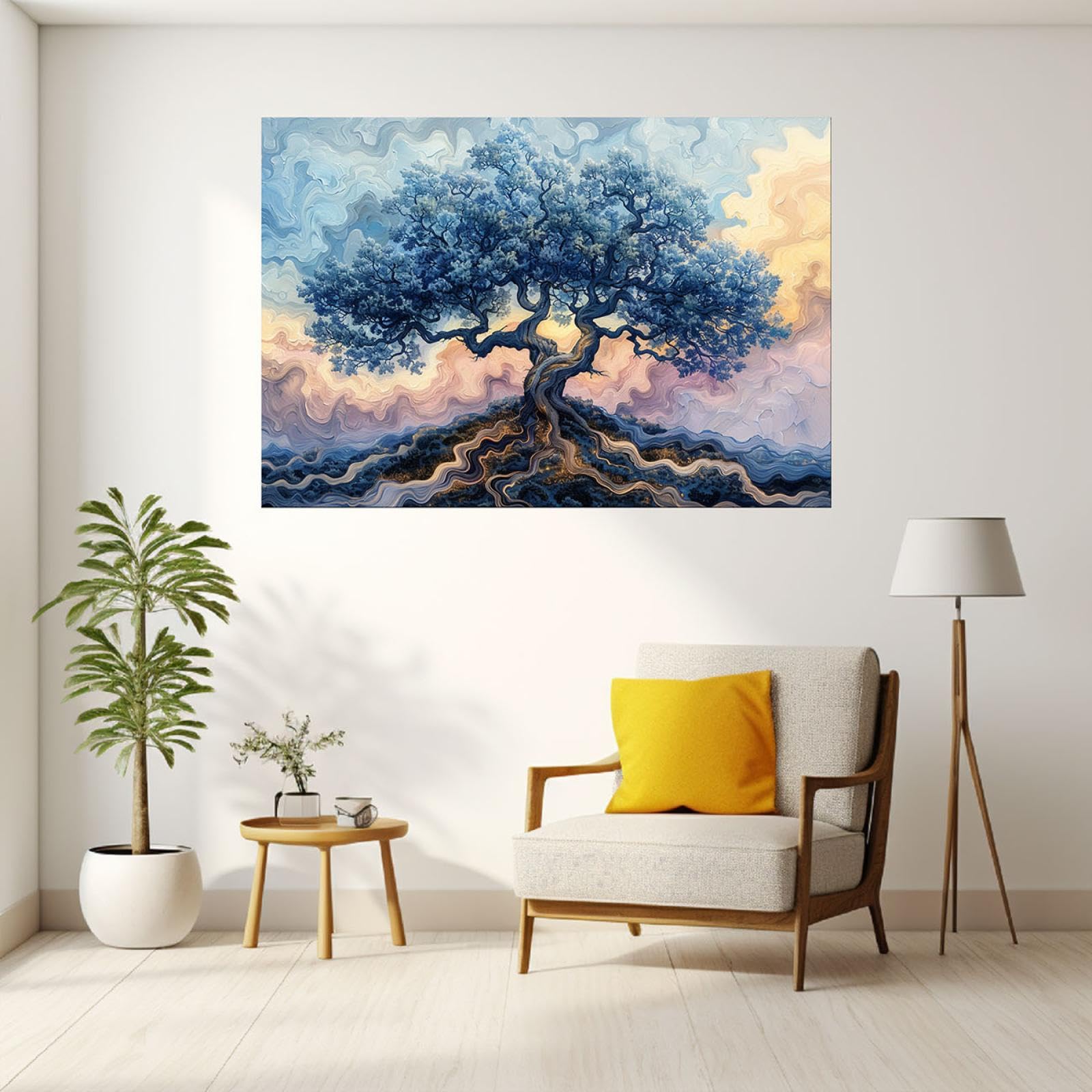 JOSUE Baum Des Lebens Leinwandbild 40x80cm Rosa - Ungerahmte Wanddekoration