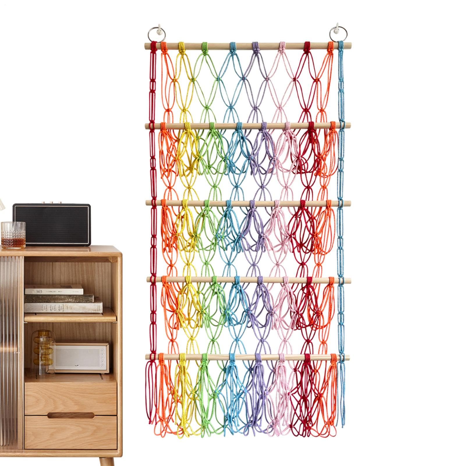 Stuffed Animal Storage Rack Adjustable Organization 4-Layer Boho Hanging Organizer Storage Boho Plush Storage | Toy Organizer , Hammock Adjusts