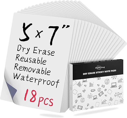 Bloc de notas adhesivas de borrado en seco de 5 x 7 pulgadas  18 calcomanías pequeñas reutilizables para pizarra blanca para refrigerador, puerta,