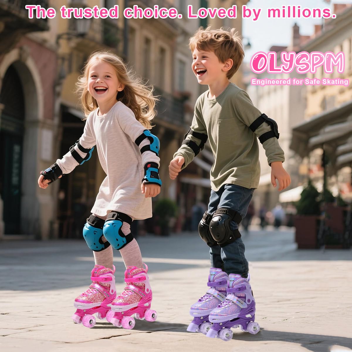 Roller Enfant Fille,Empeigne Fluorescente,4 Taille Réglable,Patin a Roulette Fille avec 8 Roues Lumineuses de Rangement pour Enfants,Adolescents,Débutants