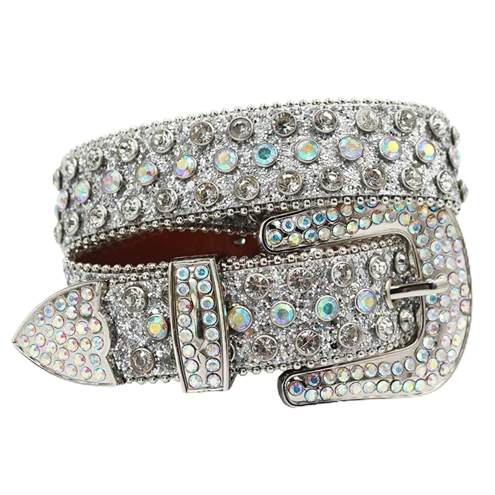 Cinturones Mujer De diamantes De imitación cinturones De lujo con tachuelas De cristal con hebilla Cinto