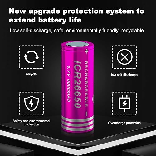 Miniatura 2 de 26650 Batería recargable 3.7volt li-ion recargable 6800mah 26550 baterías para linternas LED, 3.7battery 4pack
