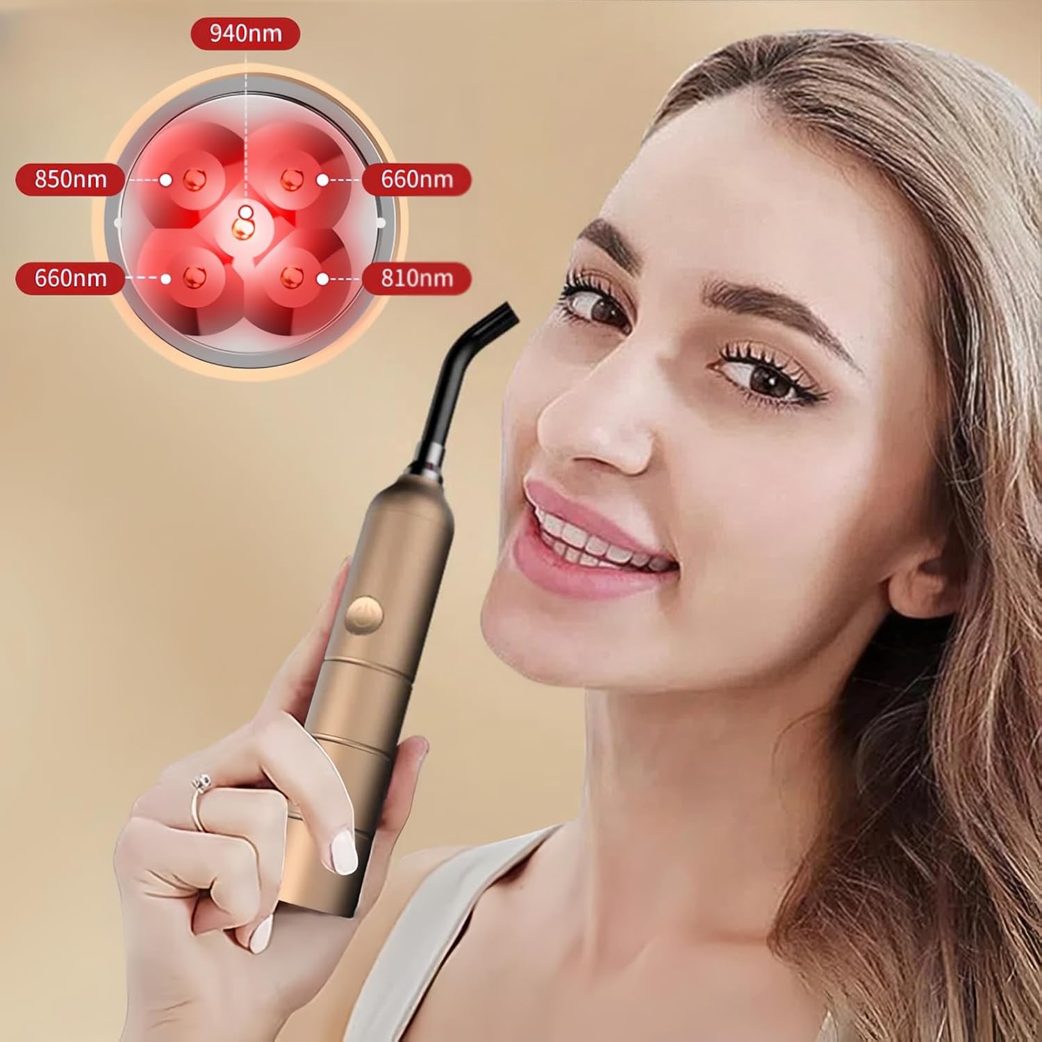 Red Light Therapy, Portable Handheld LED Light Therapy Device for Pain Relief on Lips, Mouth, Nose, Ear, Joint, Muscle | Cold Sore, Canker Sore, Fever Blister Treatment (660/810/850/940nm)