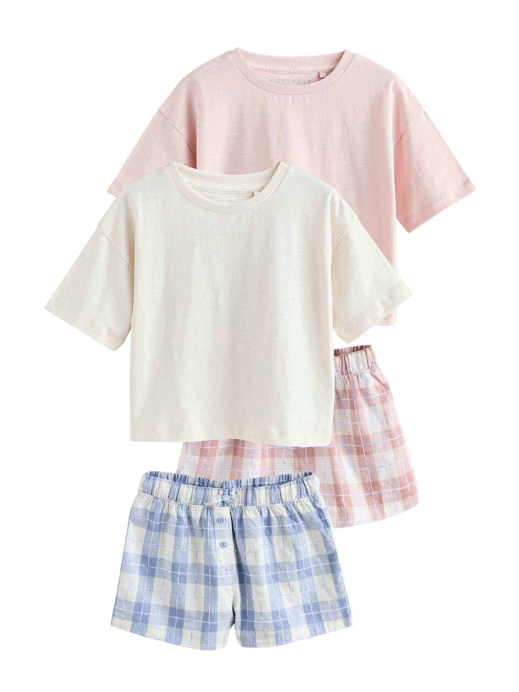 NEXT Mädchen Karierte Pyjamas aus Webstoff im 2er-Pack