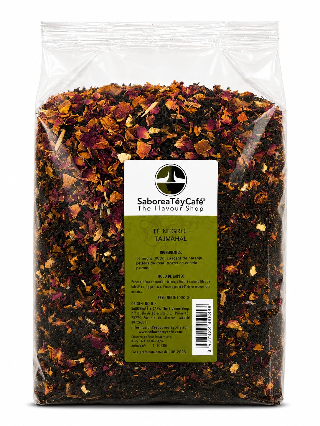 SABOREATE Y CAFE THE FLAVOUR SHOP Tè Nero Taj Mahal Hebra Foglia Sfusa Infusione Energetica Naturale 1Kg