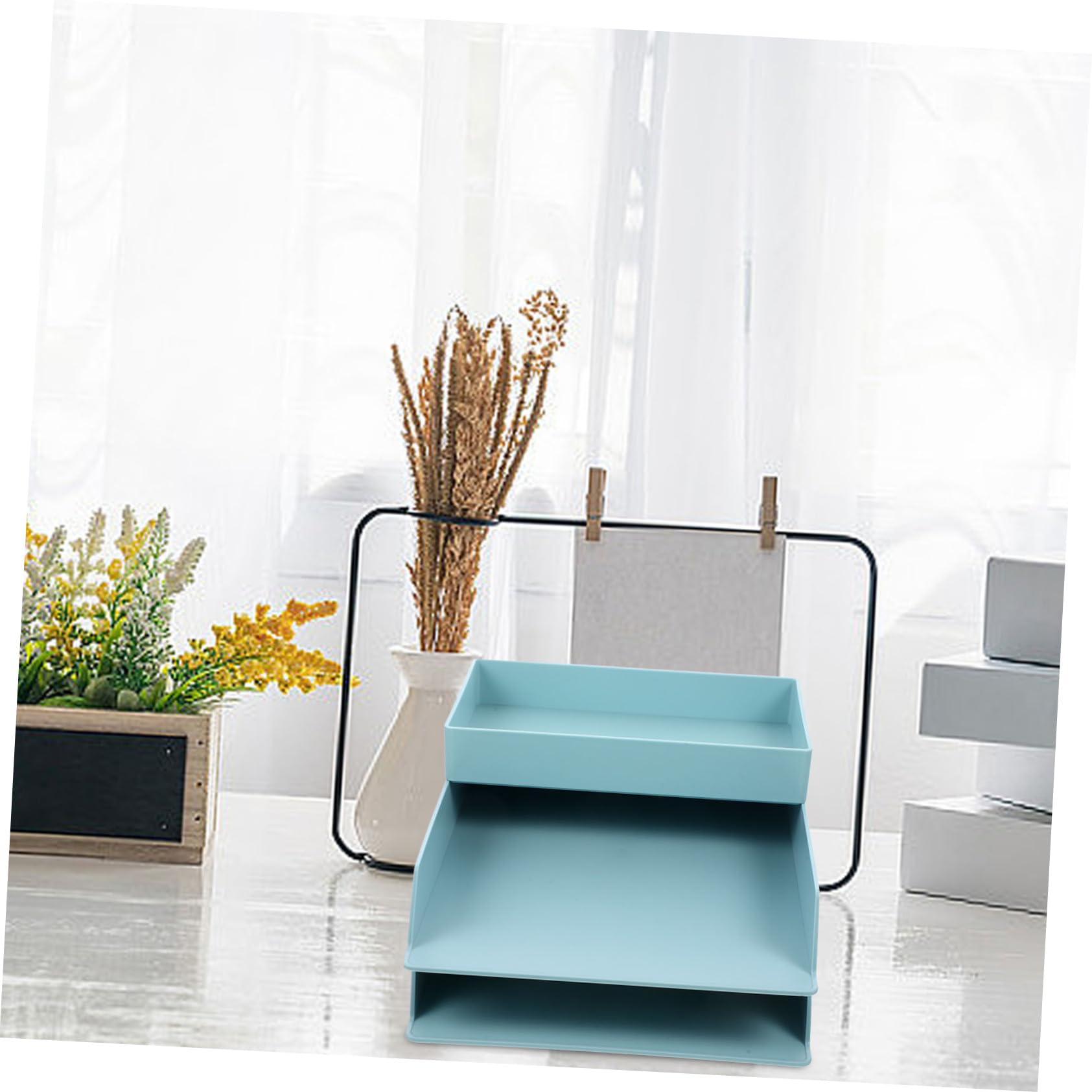 Caja Organizadora Apilable para Abs Azul Soporte para Archivos de Unidades Contenedor de Papelería para Oficina y Estudio