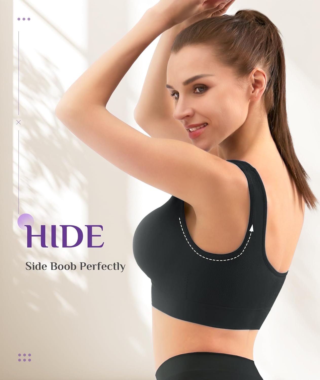 YADIFEN Womens Sports Bras, 3/4/6 Pack Wireless Comfortable Seamless Sleep Yoga Sports Bras for Women with Removable Pads - Image 4