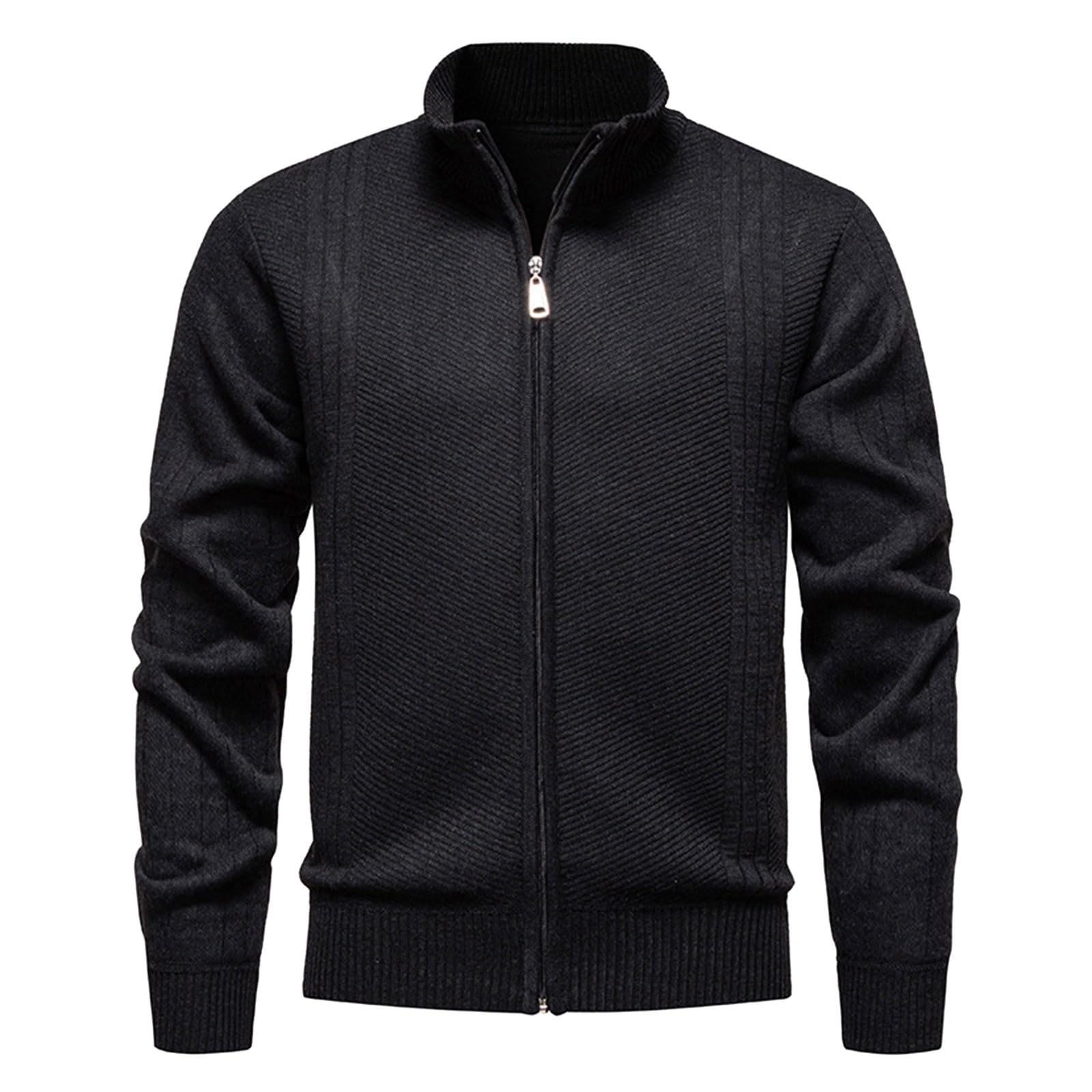 Pull Zipper Homme, Pull Camionneur Homme Hiver Pull d'hiver à Col Montant Cardigan DéContracté à La Mode Veste TricotéE pour L'ExtéRieur Saison d'automne