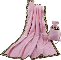 BLESSUME Toalha de mesa de tarô de altar para leitura Wicca quadrada de veludo com bolsa de tarô (rosa 1)