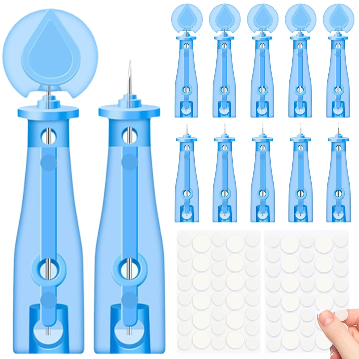 Sterile Pimple Needle - 50 Pcs Disposable Acne Needle and 96 Dots Blackhead Pimple Stickers Kit, Pimple Popper for Clear Skin, Pimple Needle Tool, Sterile Needles for Pimples - Whitehead - Milia