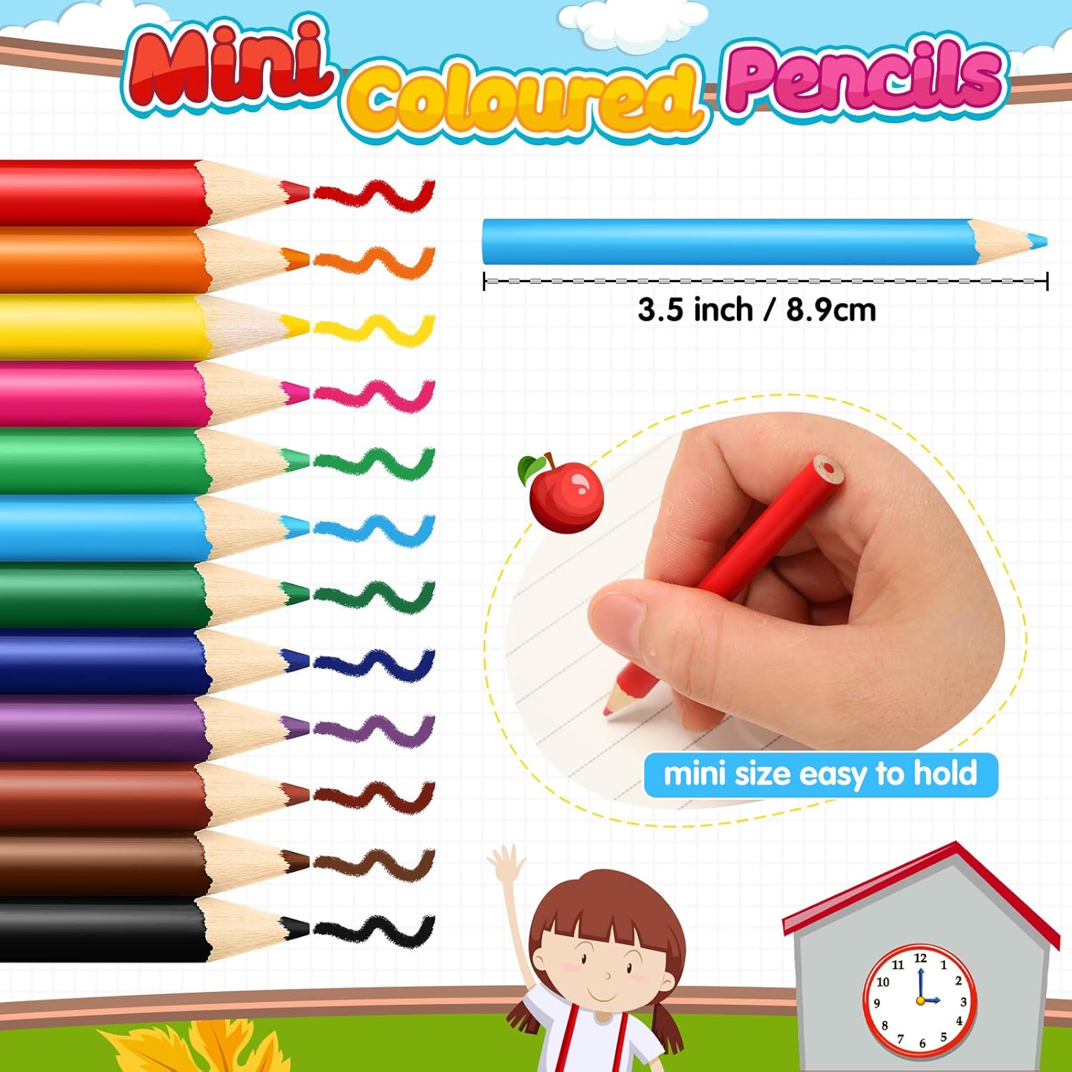 36 Sets 36 Sets Mini Drawing Colored Pencils Bulk with Sharpener, 3.5" Small 12 Colors Portable Travel Pencil Set for Easter Graduation Party Favors Supplies