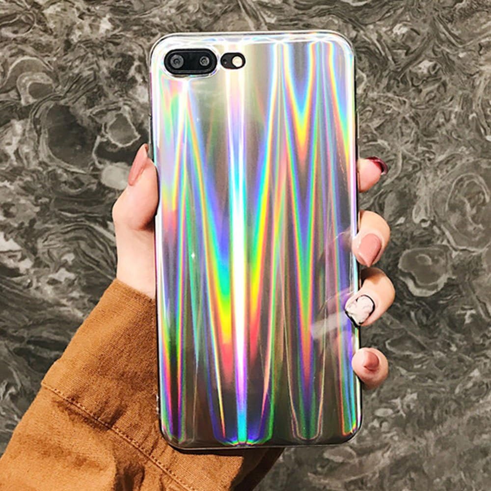 J.west iPhone 7 Plus/8 Plus Case Psychedelic Rave Holographic Iridescent Shockproof Sparkle Bling Glitter Shiny Cover Laser Beam Thin Soft TPU Protective Case for iPhone 7 Plus / 8 Plus, Colorful