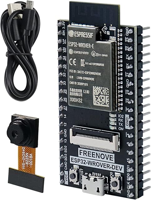 FREENOVE ESP32-WROVER CAM Board (Compatible with Arduino IDE), Onboard Camera Wireless, Python C Code, Detailed Tutorial, Example Projects