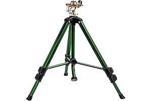 3/4 inch Brass Impact Sprinkler on Tripod Base for Large Area Coverage in Gardens