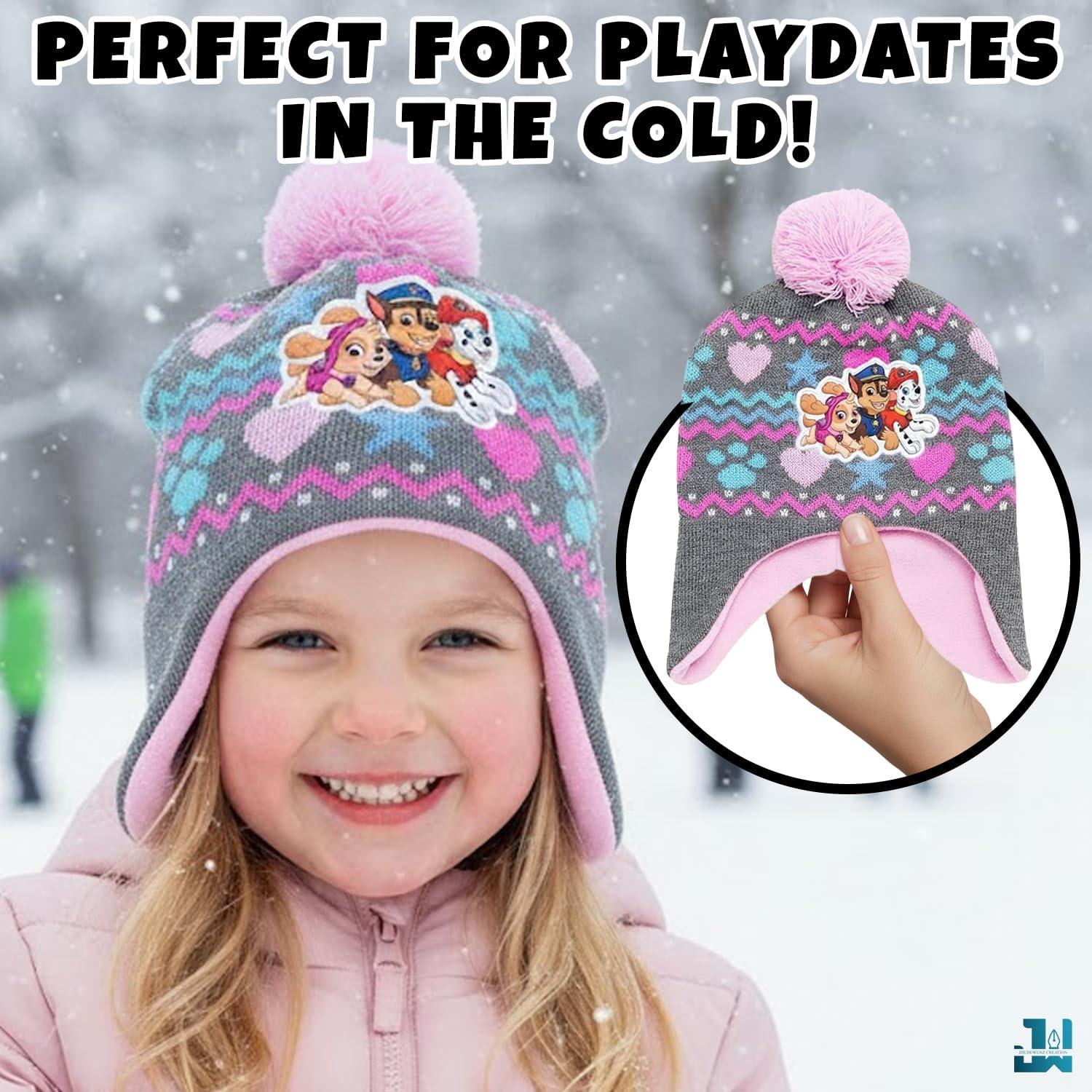 Nickelodeon Girls' Paw Patrol Winter Hat - 2 Pack Paw Patrol Pom Pom Beanie (Toddler)