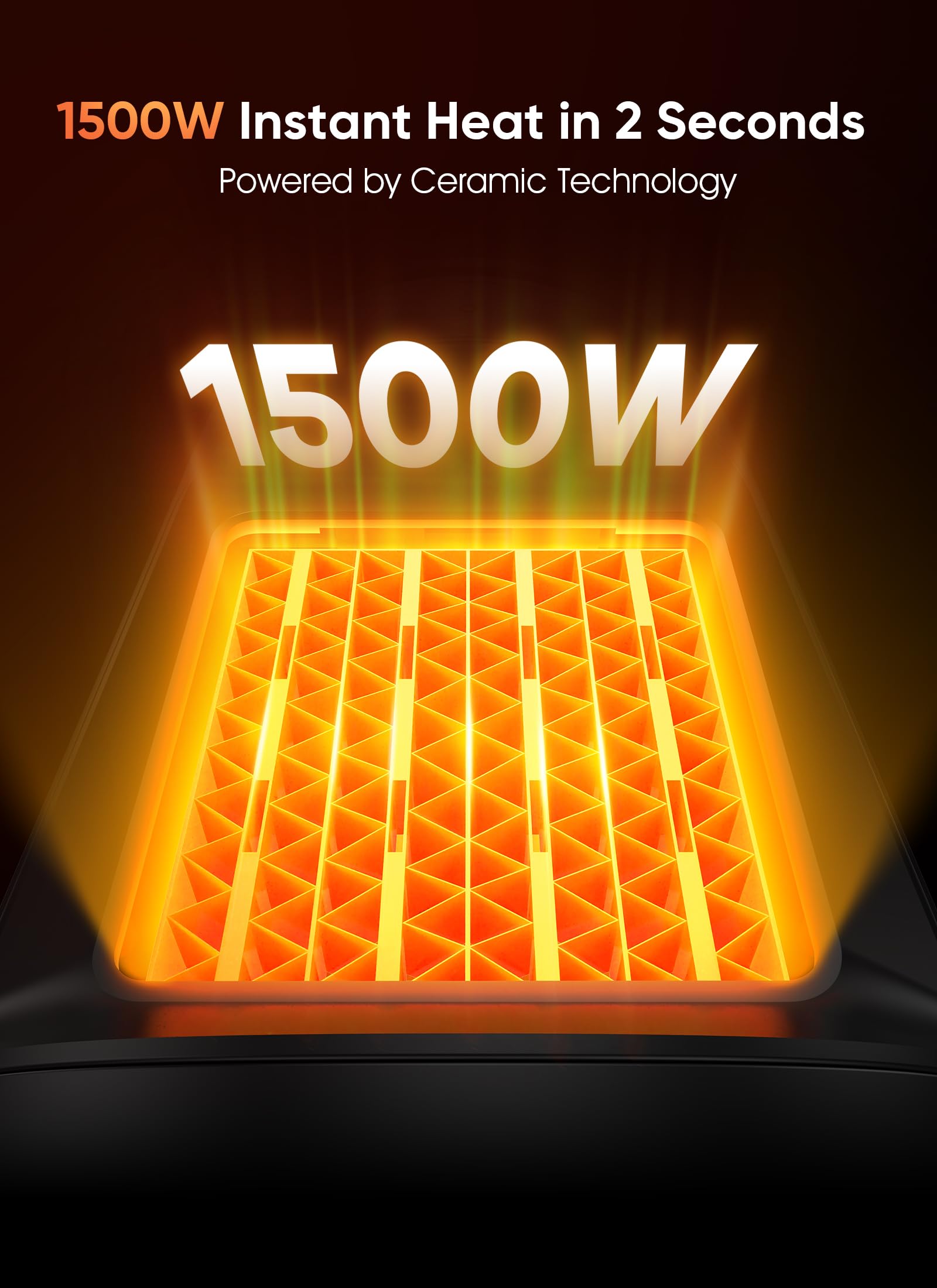 GiveBest Space Heater, 1500W Portable Heaters for Indoor Use, PTC Ceramic Heater with Heating and Fan Modes, Overheat & Tip-Over Protection, Ideal for Bedroom, Office & Desk Use, Black