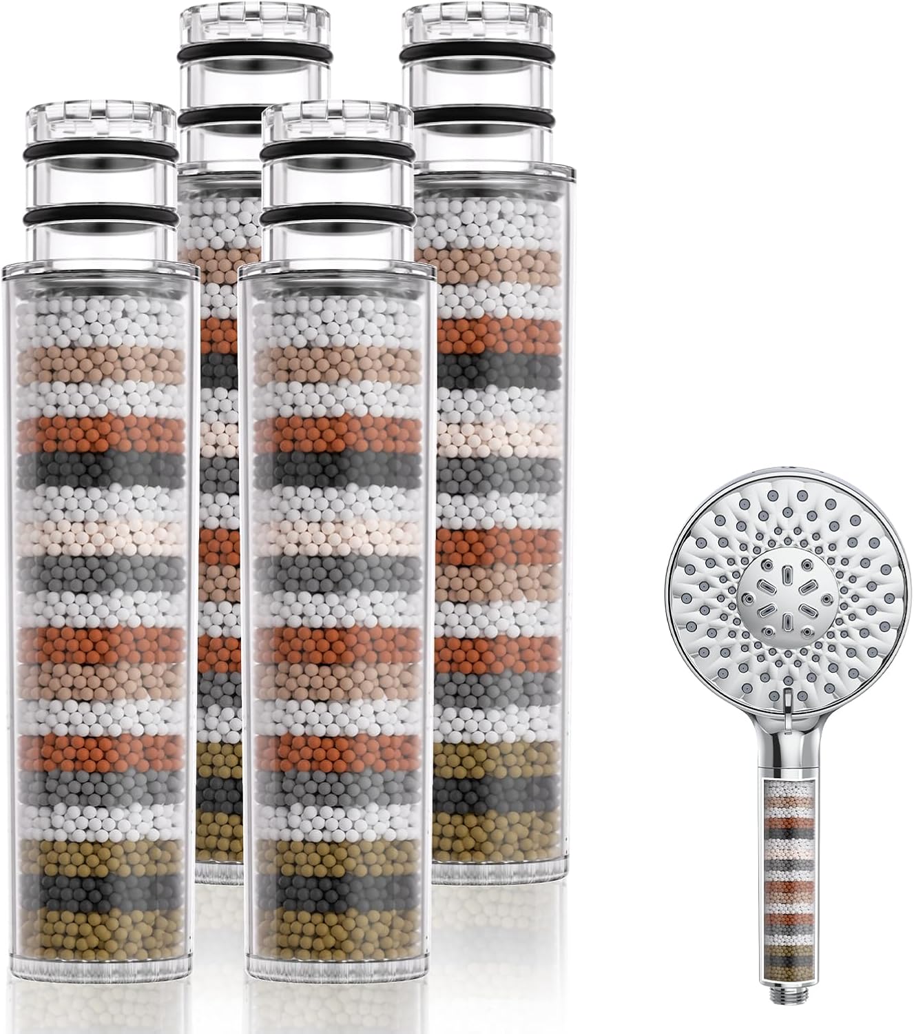 SR SUN RISE Shower Filter for Handheld Shower Head, 4 Pack Replacement Filters for Hard Water Remove Chlorine and Harmful Substances Only Fits SR SUN RISE Shower Head