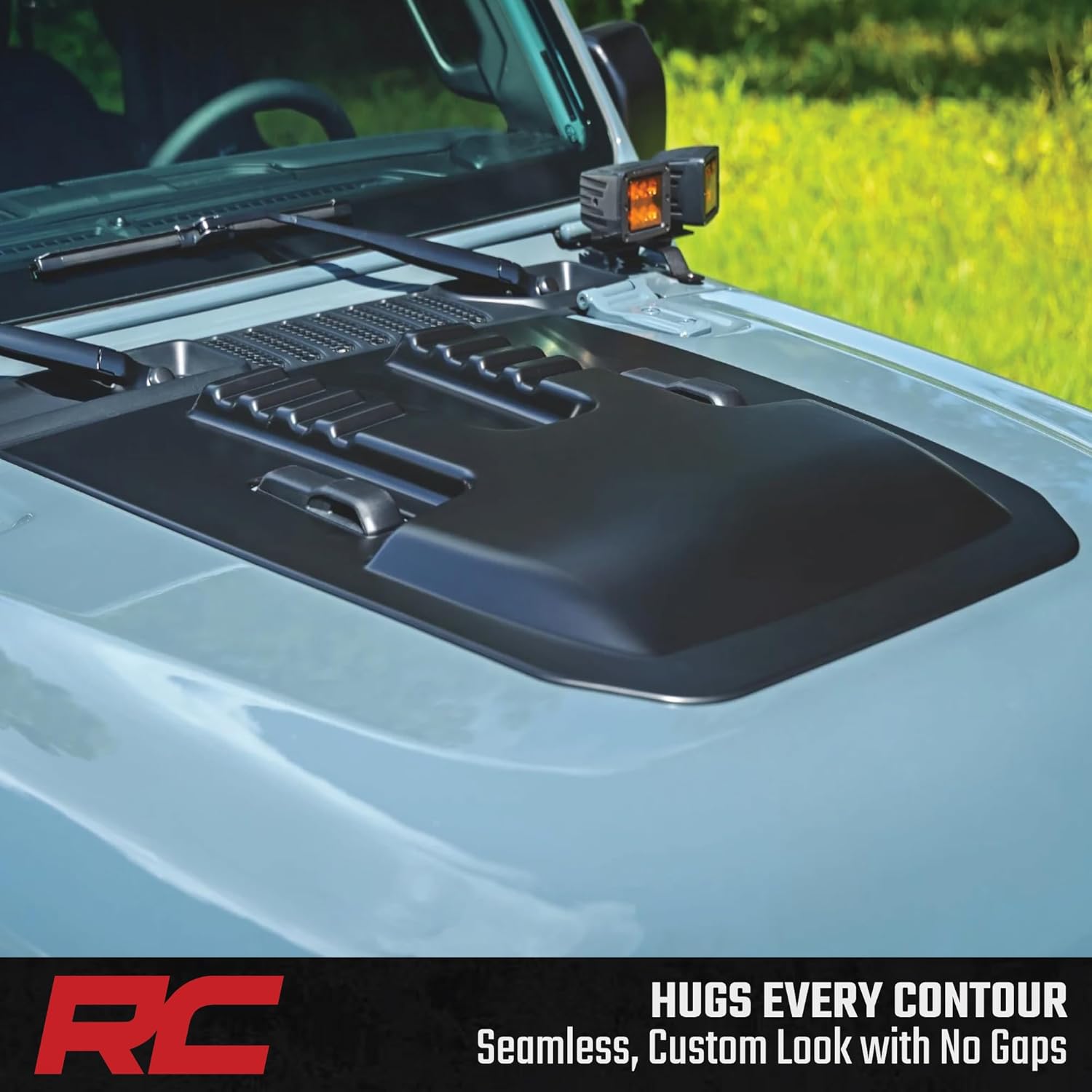 Rough Country Hood Scoop for Jeep Wrangler JL & Gladiator JT (2018–2025) - Matte Black, Paint-to-Code, Aggressive Style, Precision Fit, No-Drill Install