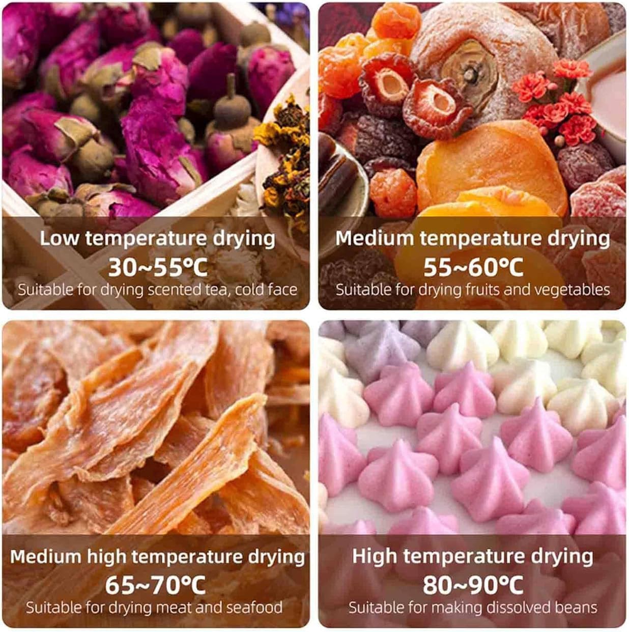 Commercial Electric Food Dehydrator with 12H Timer, Stainless Steel Fruit Dryer, 30-90℃ Temperature Control, for Jerky, Beef, Herb, Vegetables, Dog Treats(Color:8Layer)