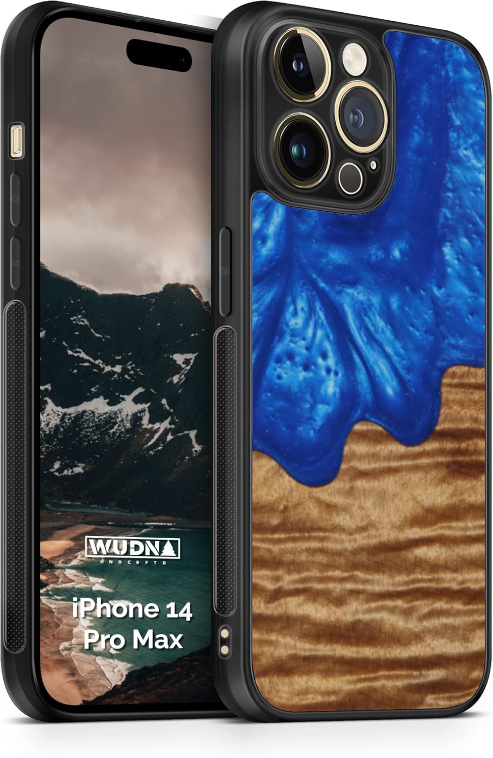 WUDN Slim Resin & Wood Phone Case (Diver's Blue) Compatible with Apple iPhone 14 Pro Max (6.7")
