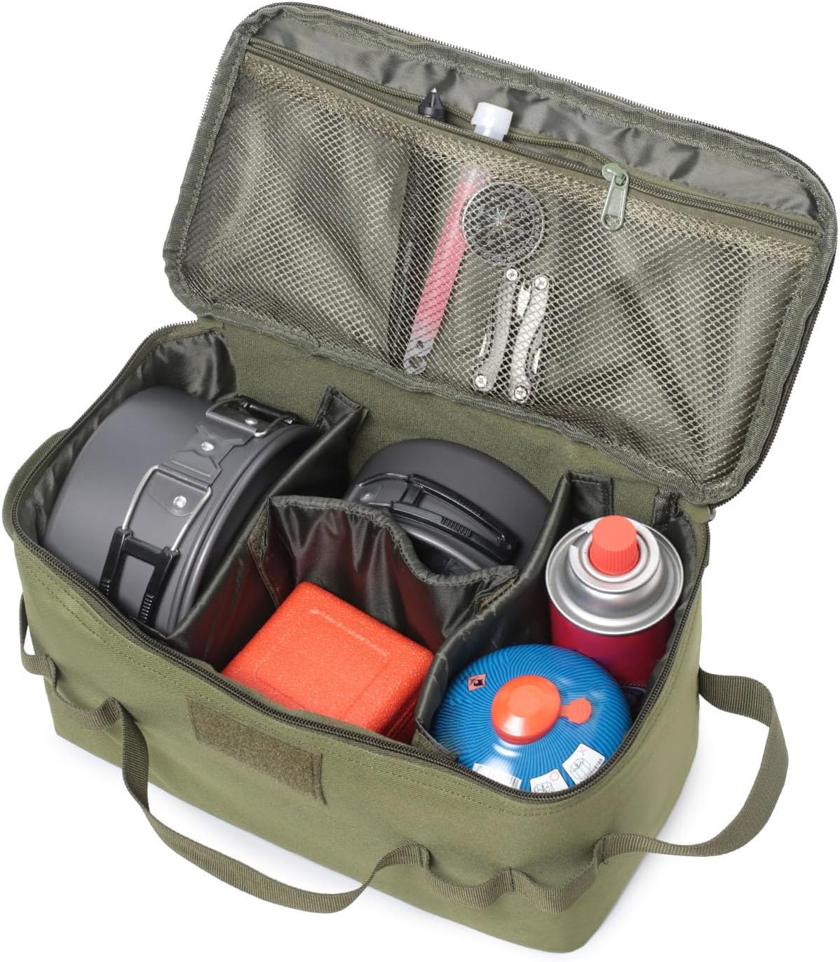 Camping Storage Bag, Tactical Camping Storage Organizer with Removable Divider, 600D Waterproof Oxford Tool Tote for Outdoor