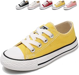 Canvas Shoes for Kids,Boys Girls Canvas Shoes,Kids Sneakers Canvas Shoes,Canvas Sneakers for Toddler,Lace Up Canvas Shoes for Little Kids,Low Top Sneakers Shoes for Big Kids,Breathable Lightweight Kids Outdoor Casual Shoes