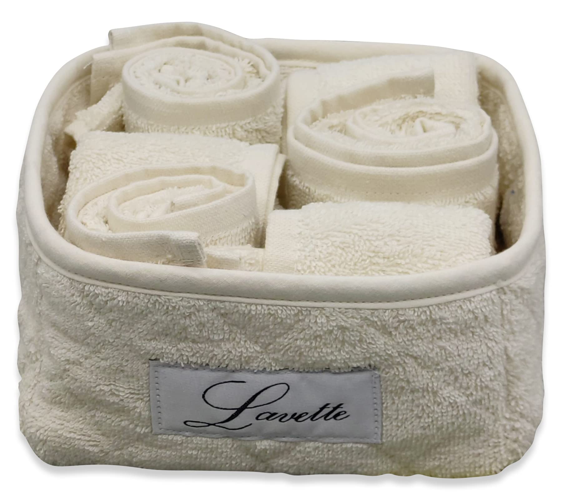 Cestino Lavette 100% Cotone 350 gr/mq con trapuntatura Panna 6 sztuk